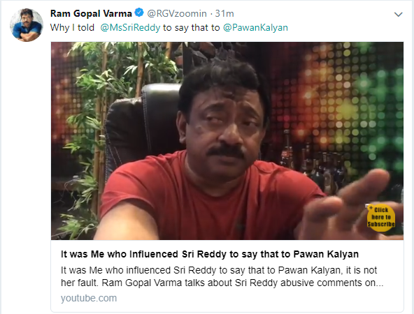RGV influenced Sri Reddy to abuse Pawan Kalyan