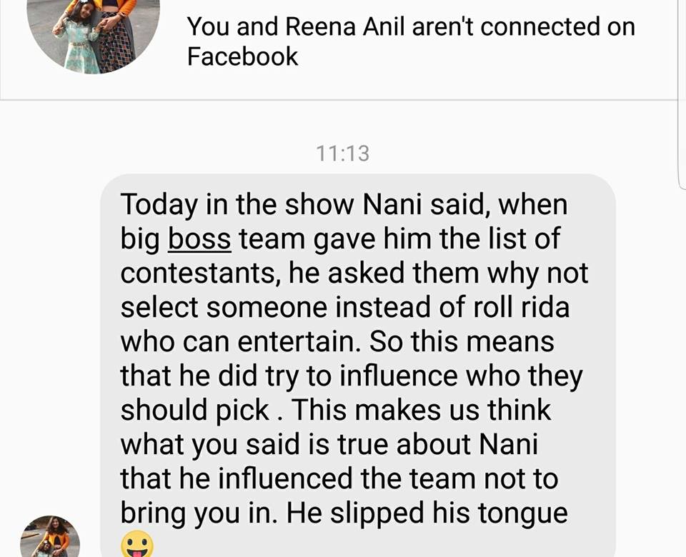 Sri Reddy brings proof against Nani