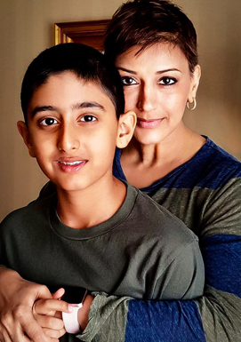 Sonali Bendre taking about cancer with her son