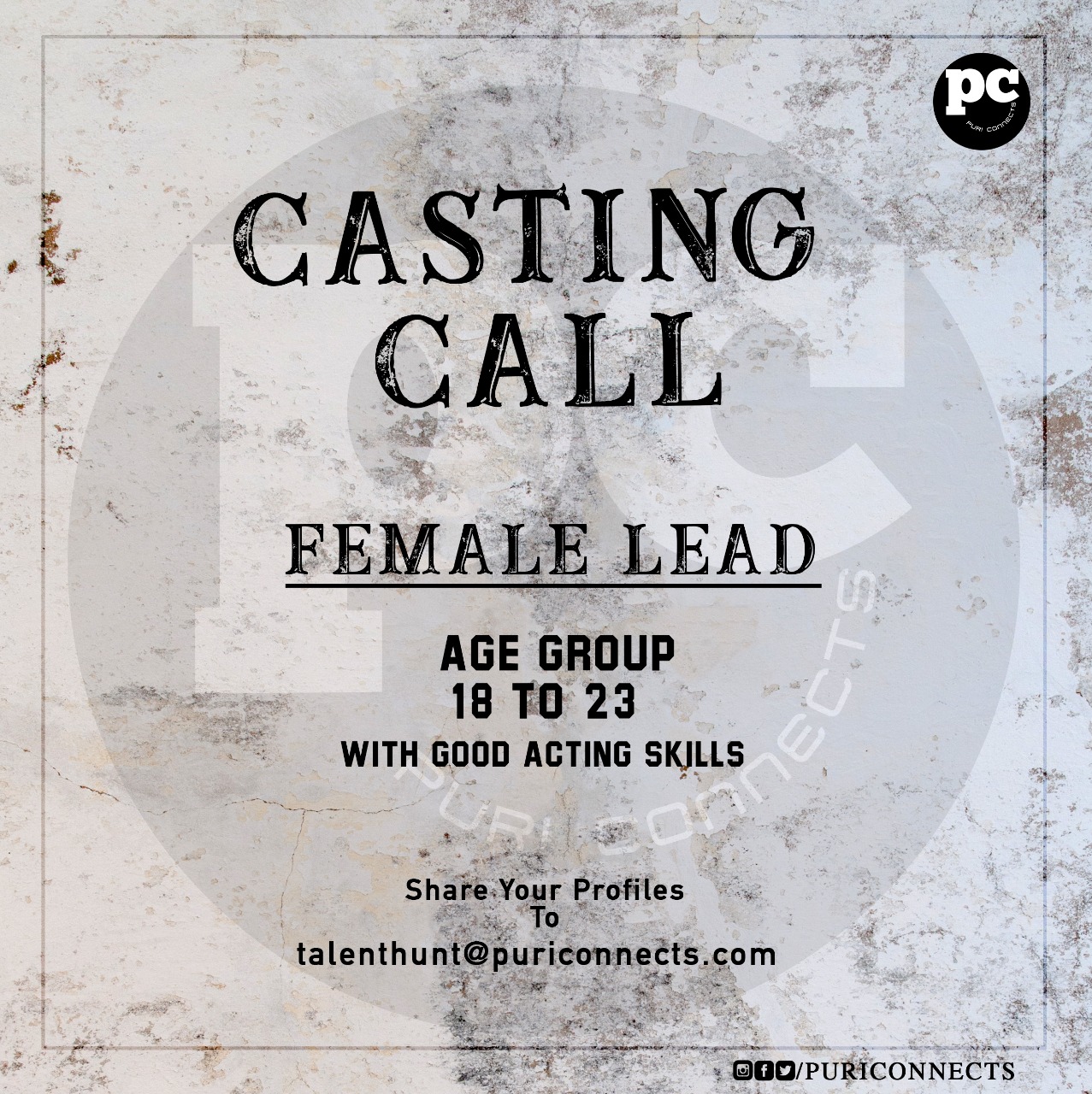 Casting call from Puri Connects forthcoming production