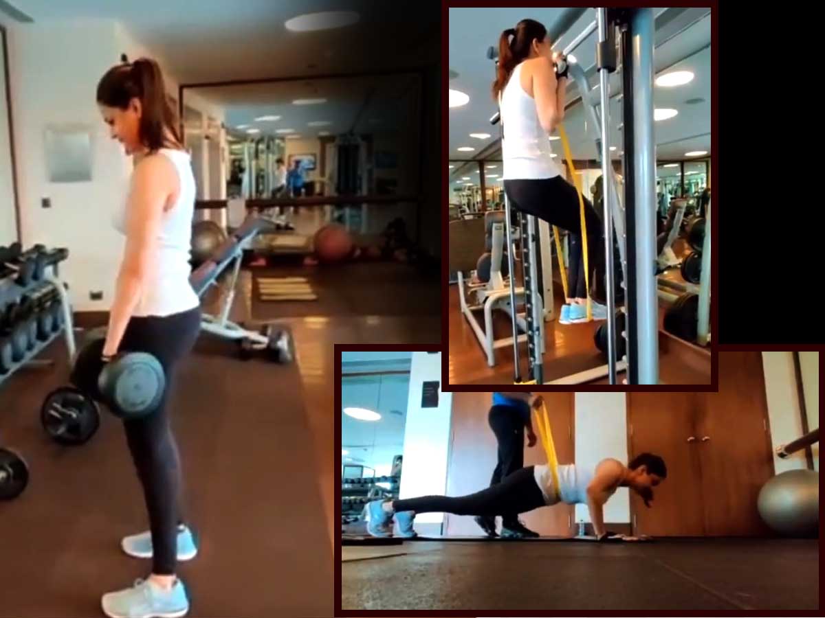 Kajal Aggarwal work out in gym