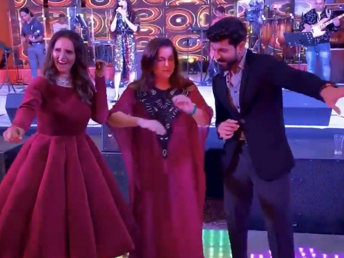 Ram Charan rocking the dance floor with Farah Khan, Sania Mirza