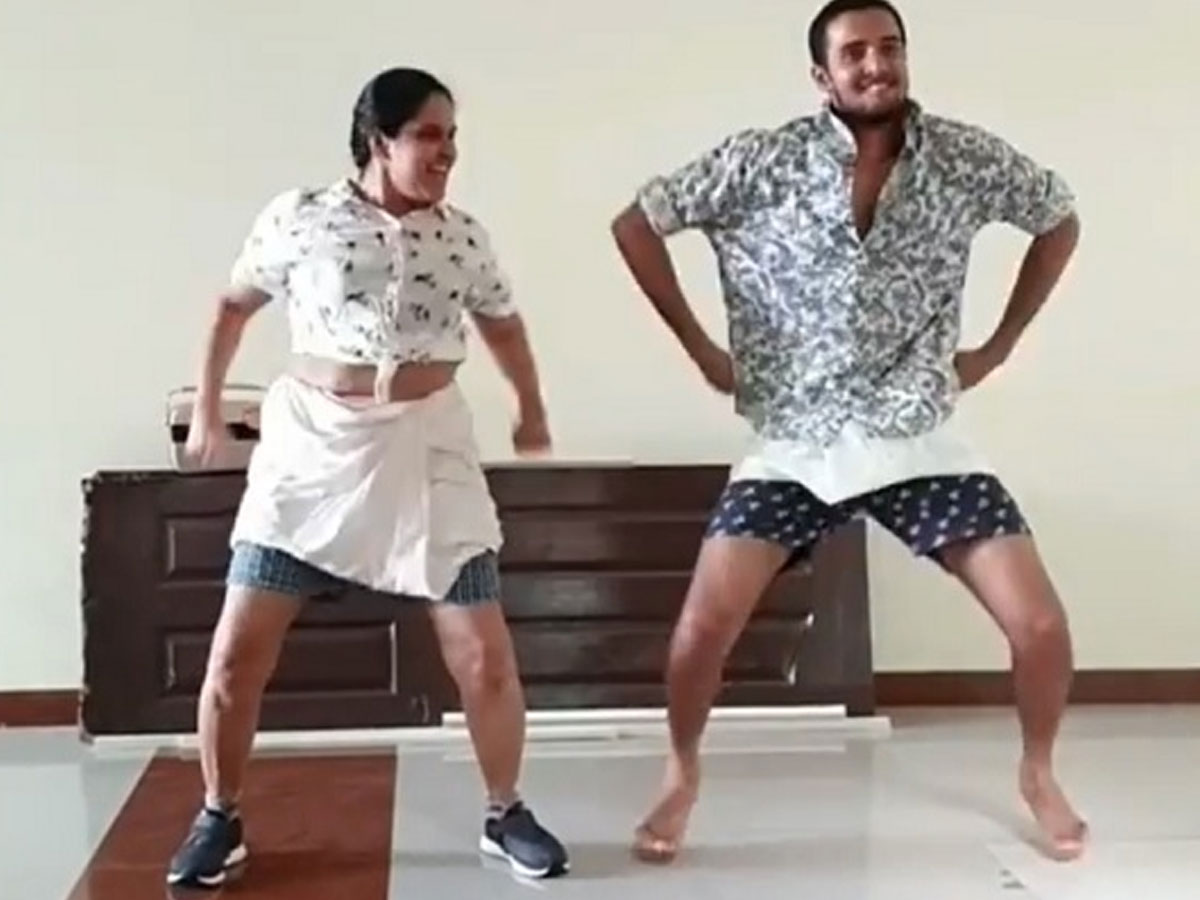 Actress Pragathi lungi dance viral