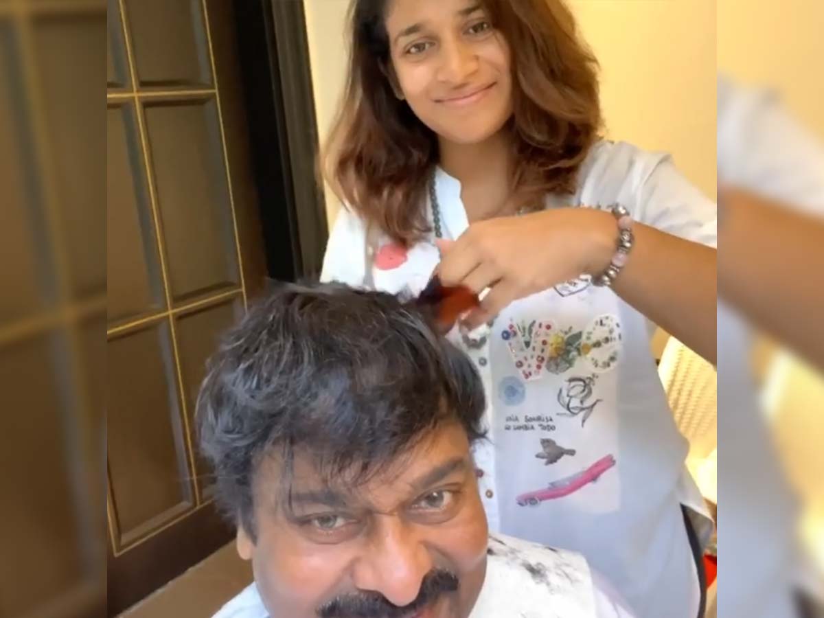 Sushmitha turns hairstylist for Chiranjeevi