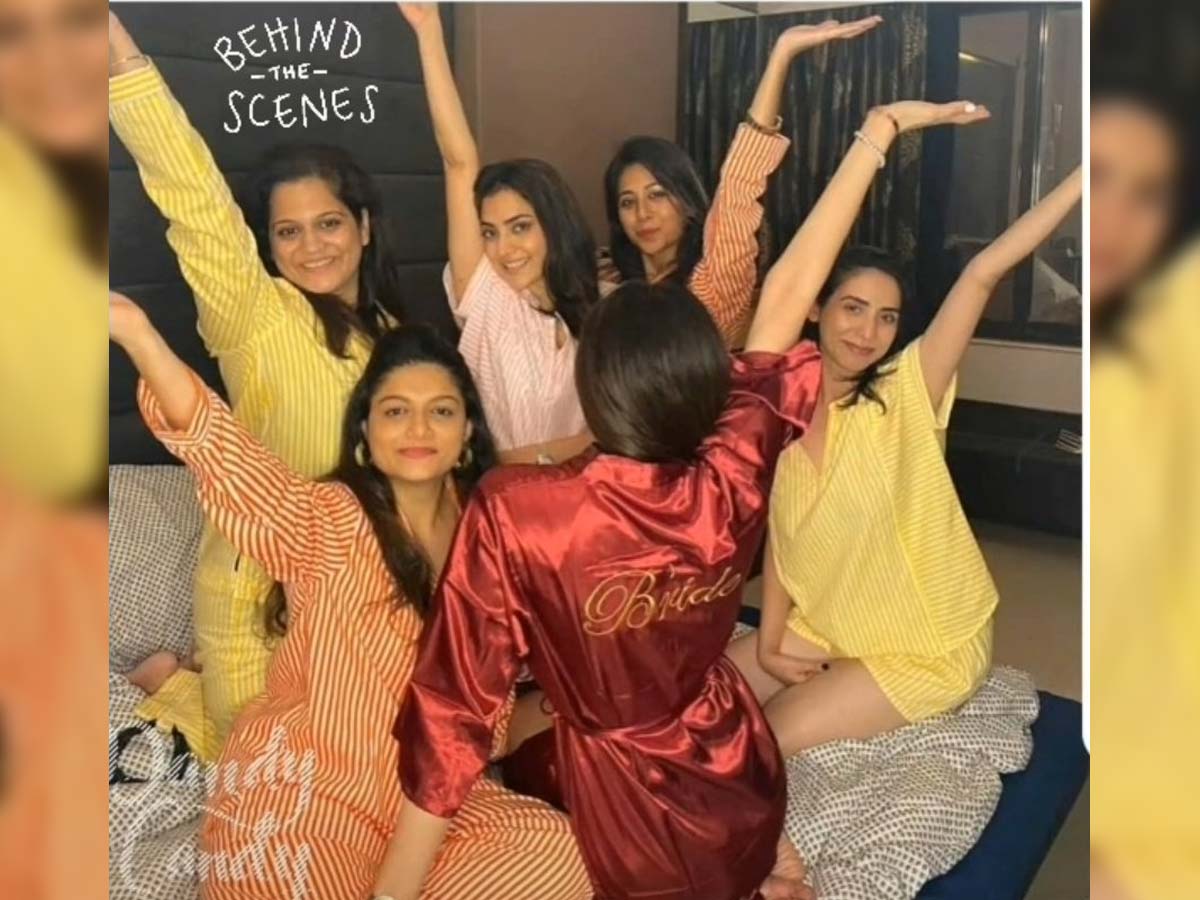 Pyjama party: Friends blow kisses to Kajal Aggarwal