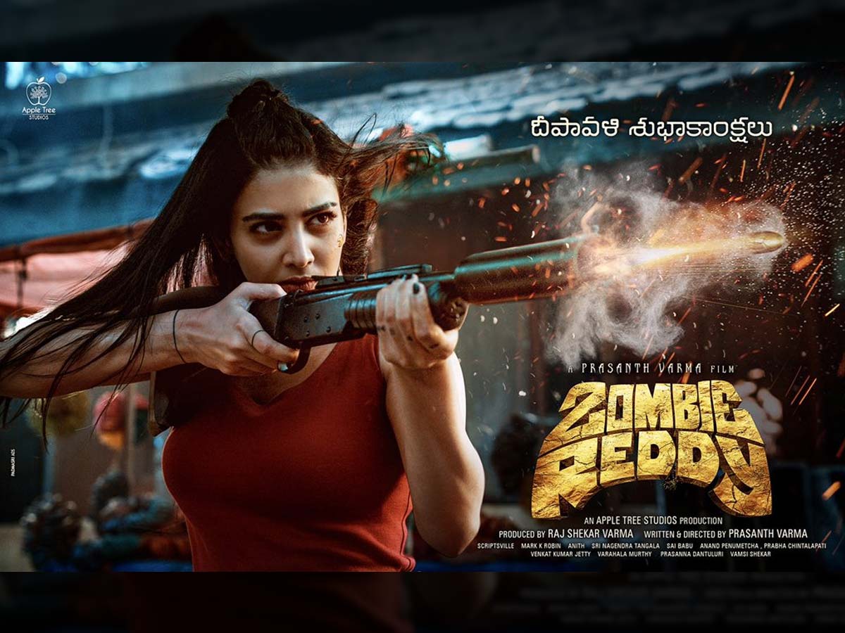 Zombie Reddy Daksha Nagarkar is firing with Assault Rifle