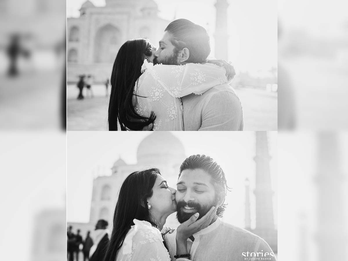 Allu Arjun, Sneha kiss each other at Taj Mahal