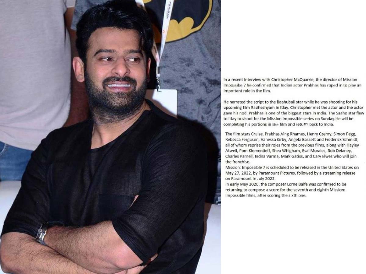 Prabhas in Mission Impossible 7?