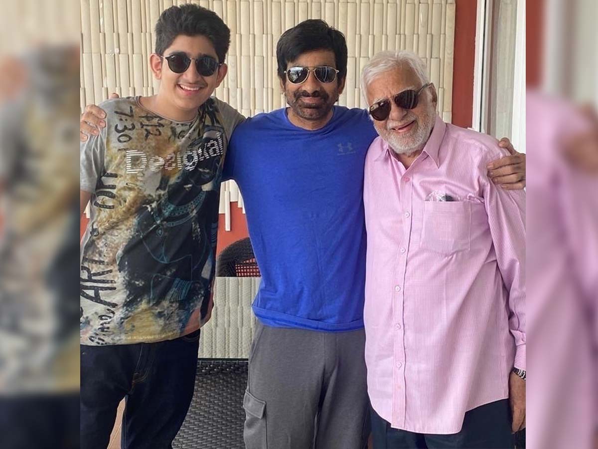 Three generations: Ravi Teja with his father and son