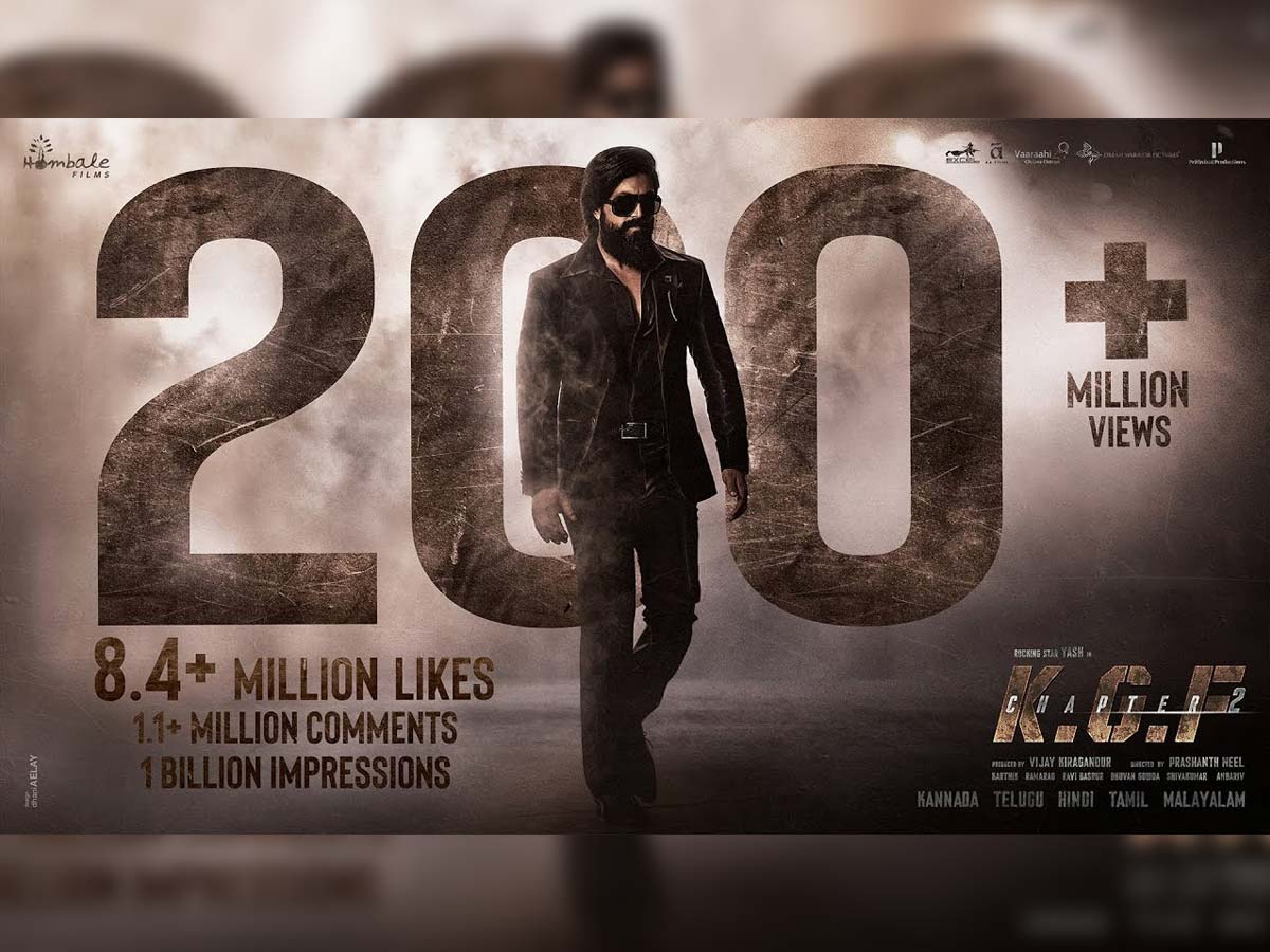KGF Chapter 2 teaser hits 200 million views on YouTube