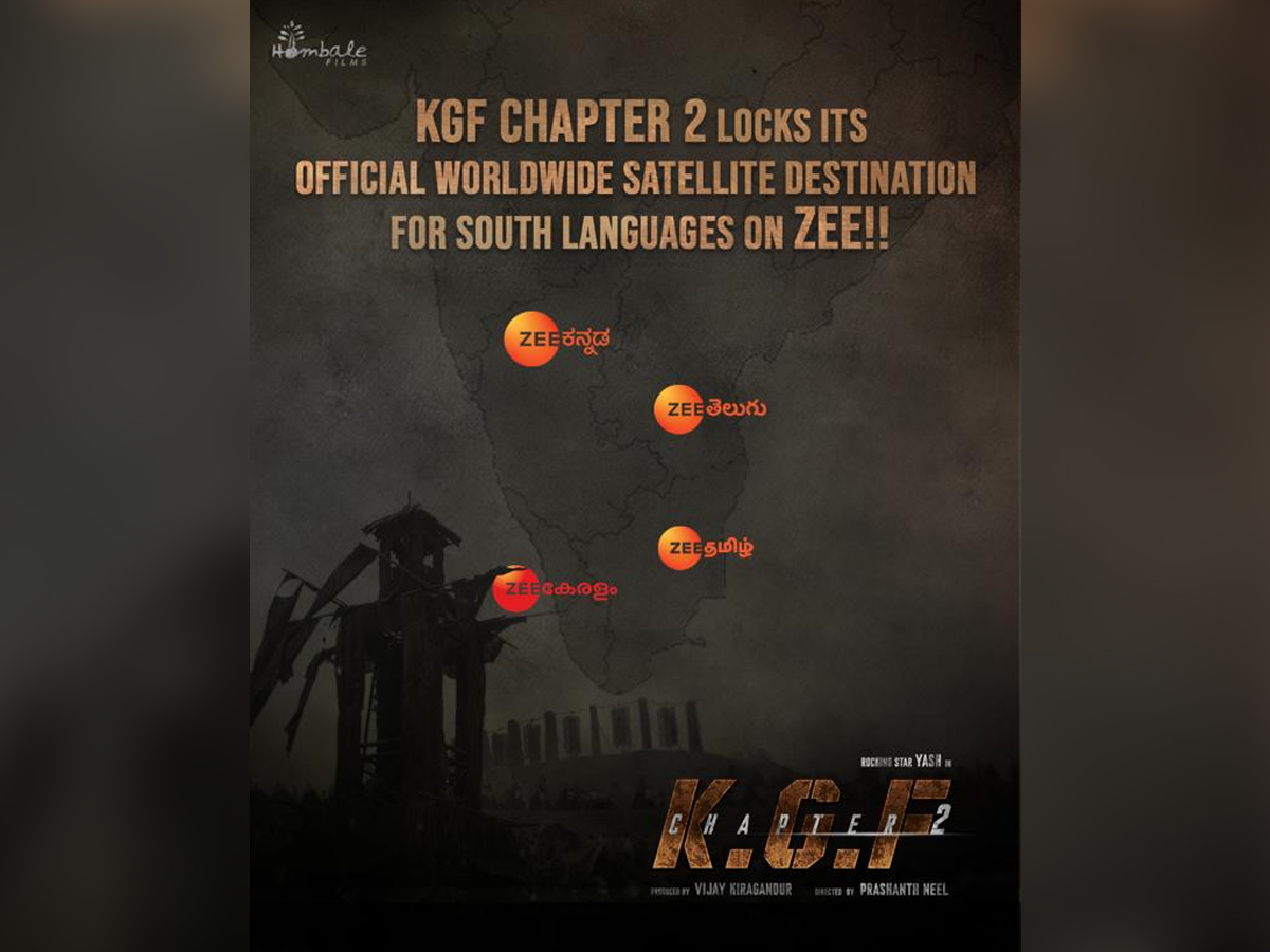 Official: KGF 2 TV rights all over south languages sold for Zee Channels