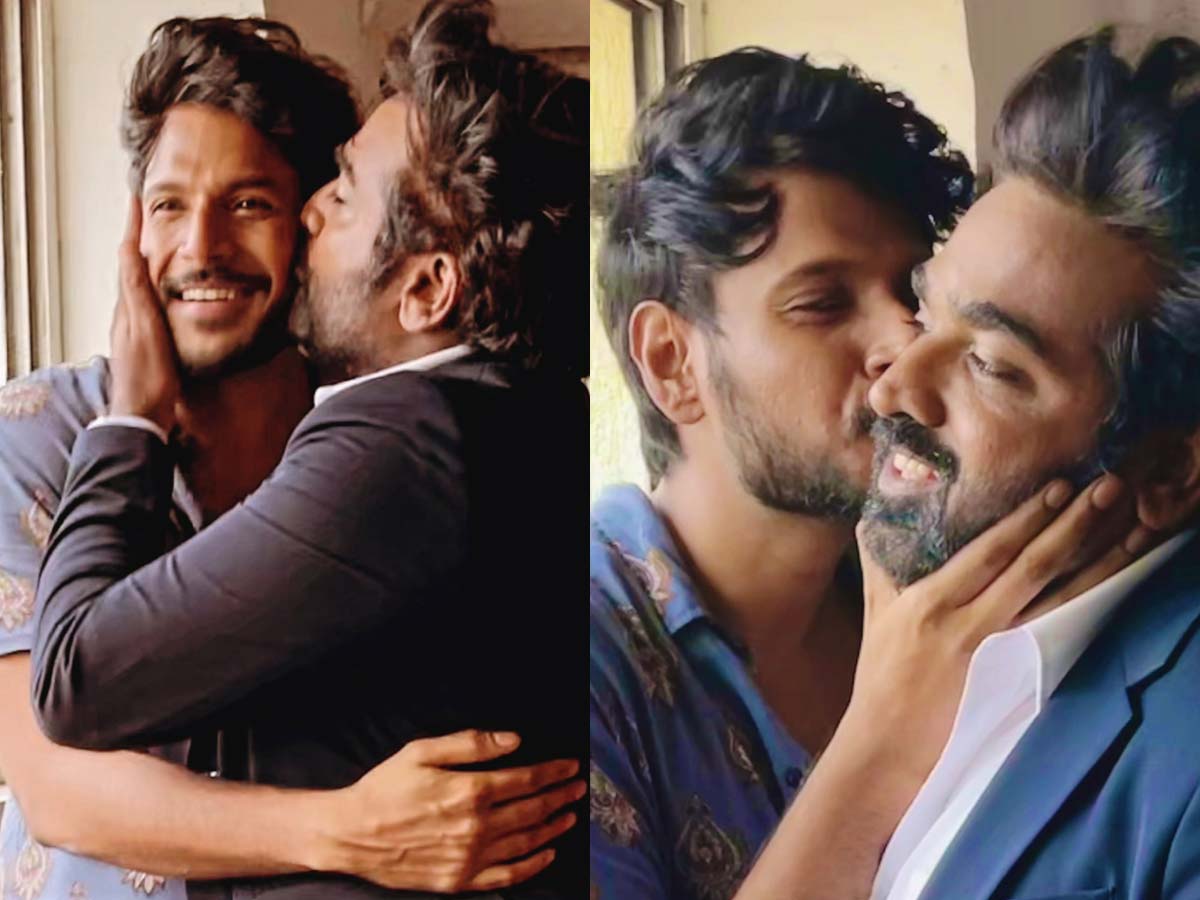 Sundeep Kishan and Vijay Sethupathi kiss each other