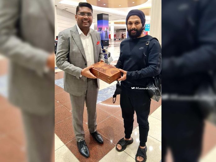 Malayalee businessman Riyaz Kilton gifts 160 year old pistol to Allu Arjun