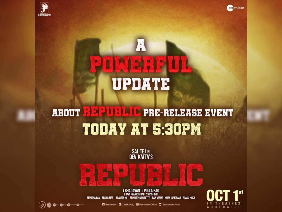 Powerful Update about  Republic Pre release event today evening