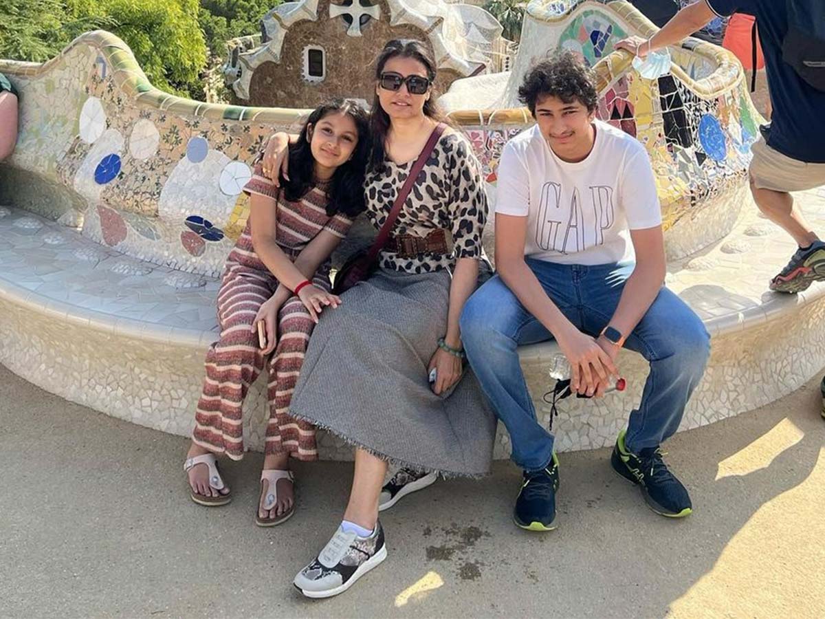 Mahesh Babu wife Namrata with kids visit Park Guell in Barcelona