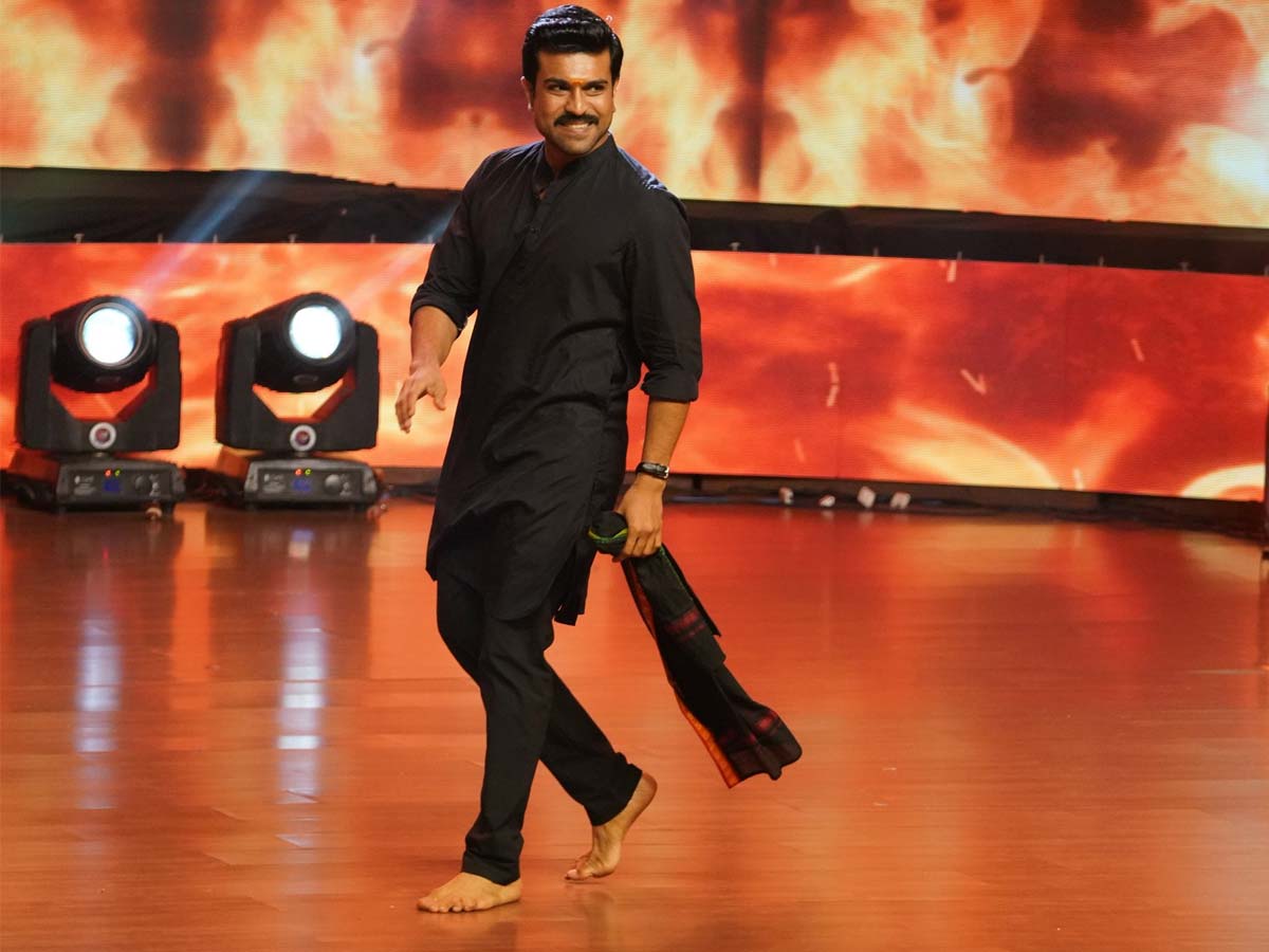 Ram Charan swag in holy attire @ Natyam pre release event