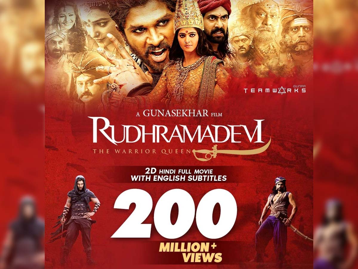 Rudhramadevi Hindi version crosses 200 Million + views on Youtube