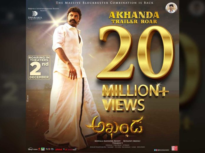 Massive Roar of Akhanda trailer hits 20 Million+ views