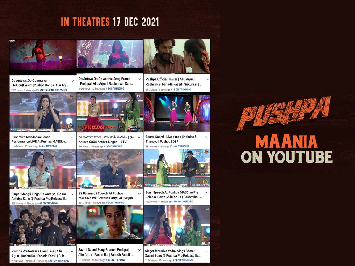 12 videos of Pushpa: The Rise Trending on You Tube India