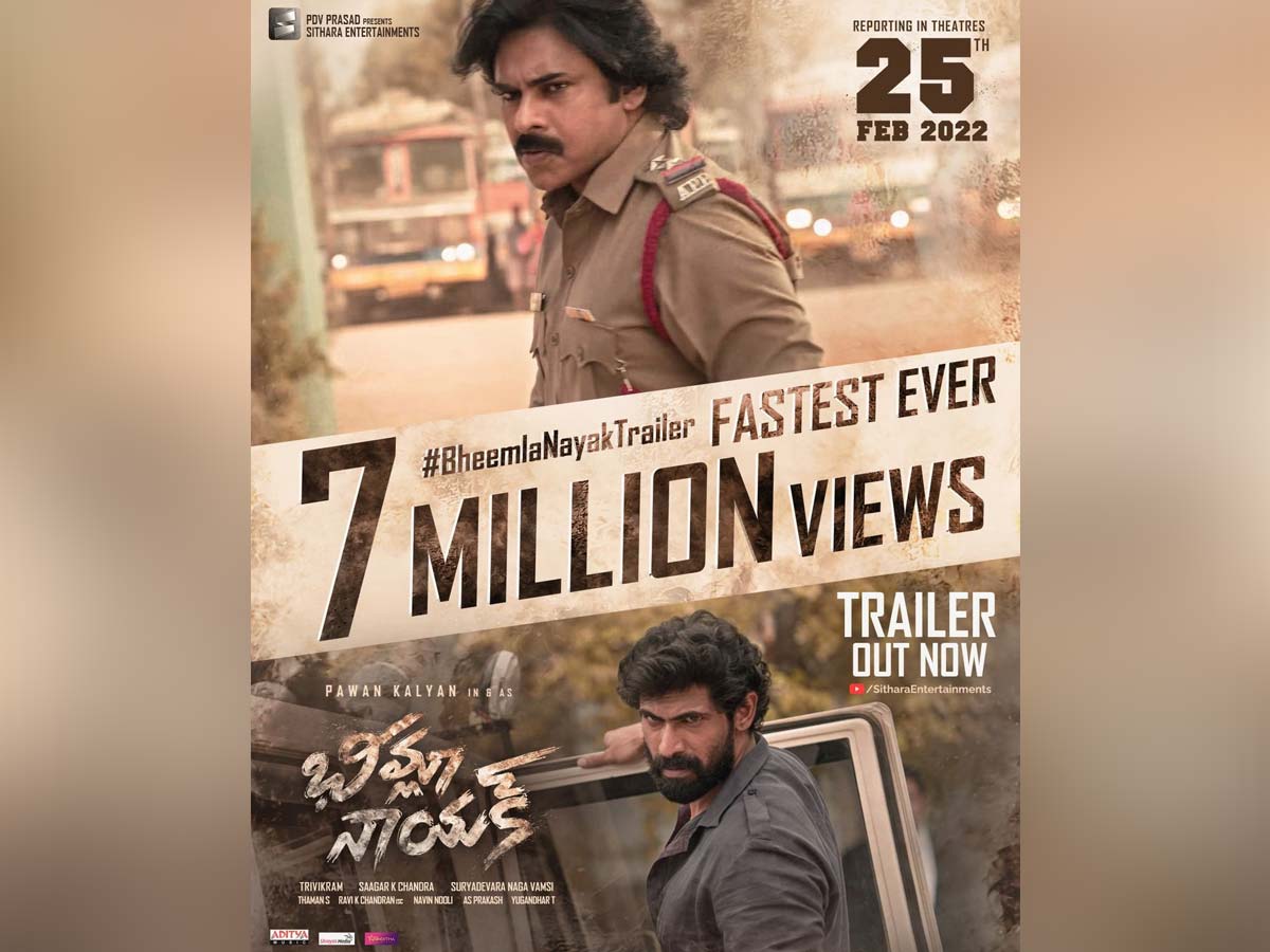 Bheemla Nayak trailer hits fastest ever 7 Million+ views