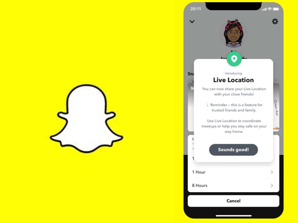 Snapchat allows users to share their real-time live location with friends