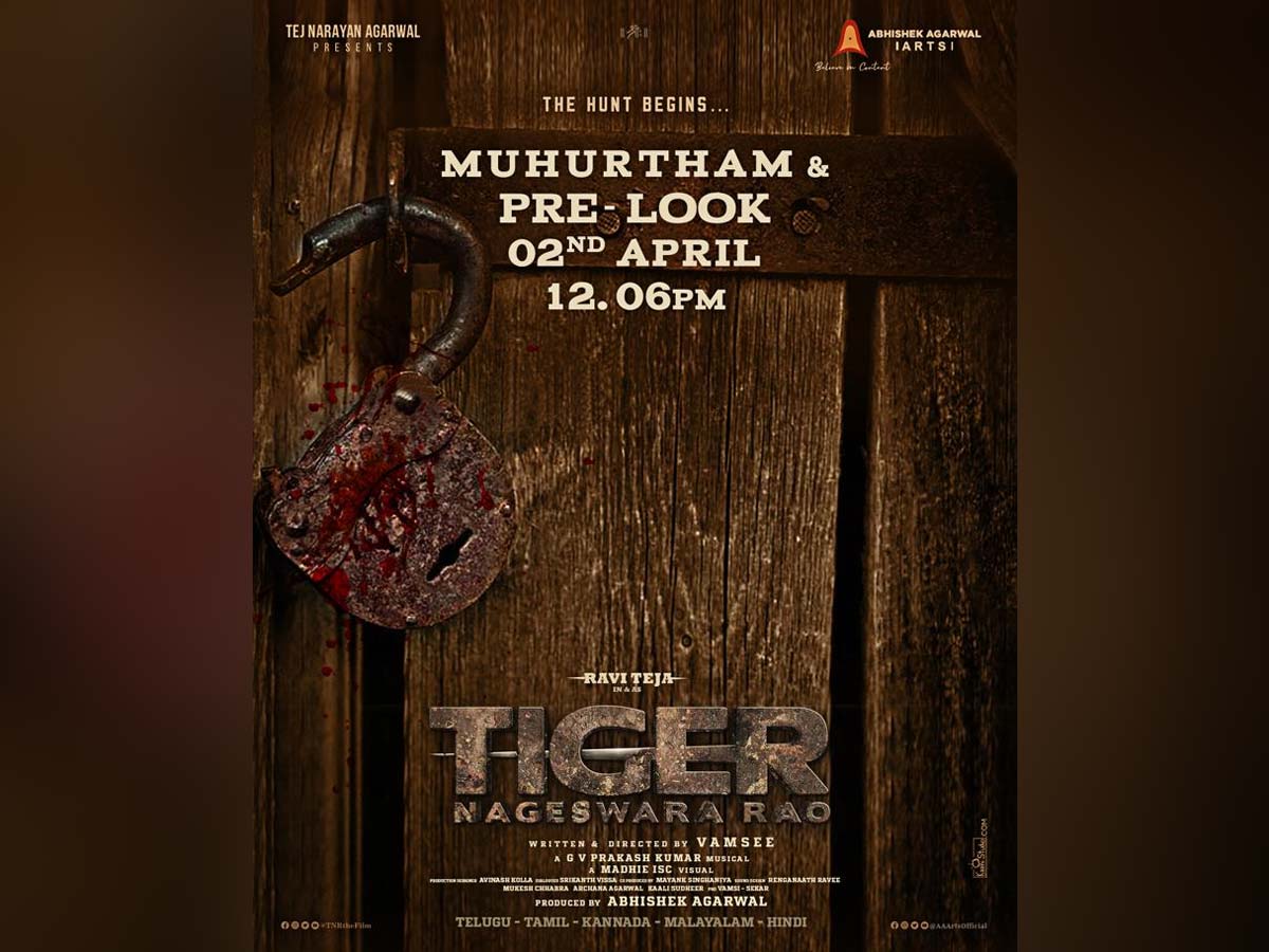 Ravi Teja Tiger Nageswara Rao Muhurtham and Pre-Look on this date