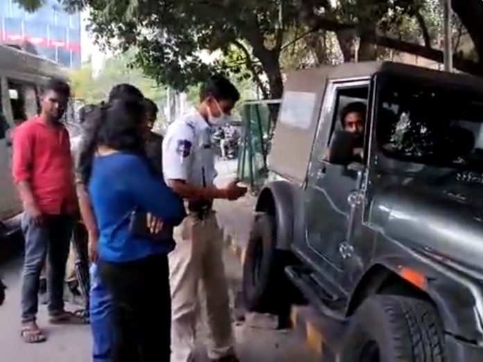 A woman rammed Mahindra Thar into Balakrishna residence