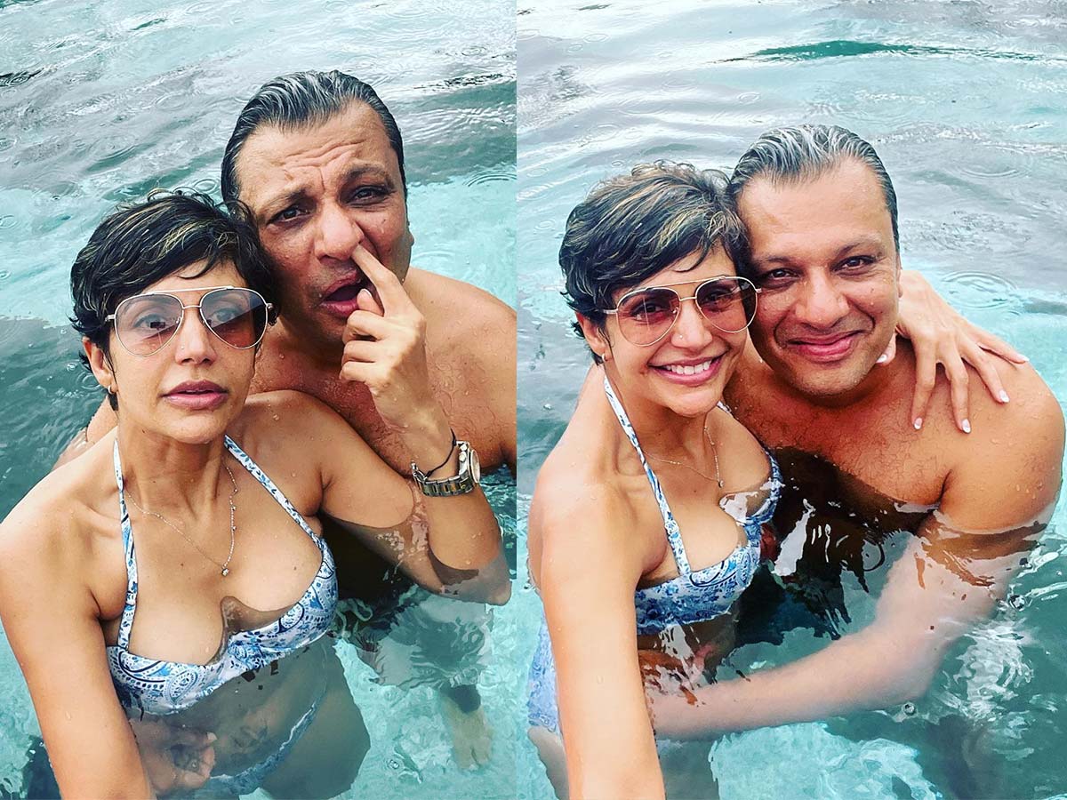 Mandira Bedi shares pool pic with a mystery man, gets trolled