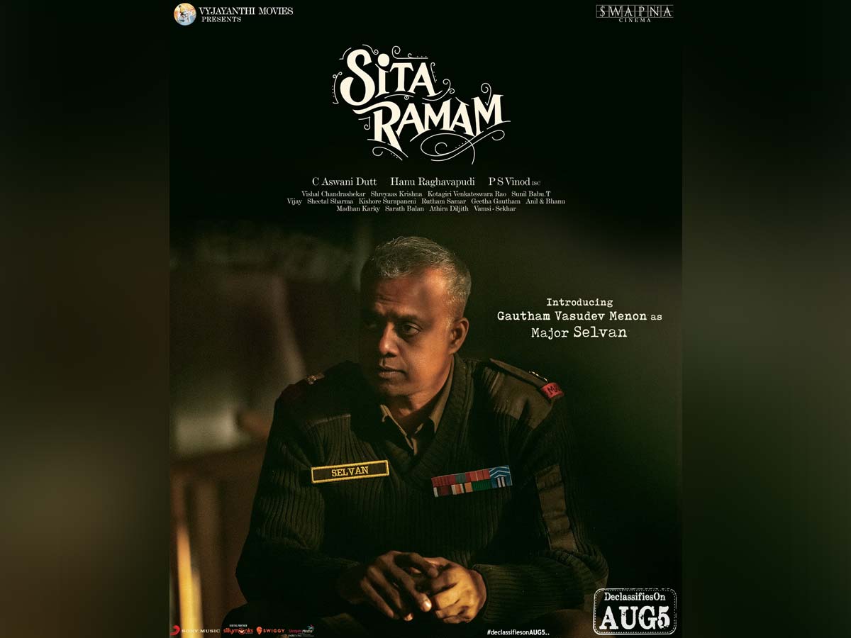 FL: Gautham Menon as Major Selvan in Sita Ramam