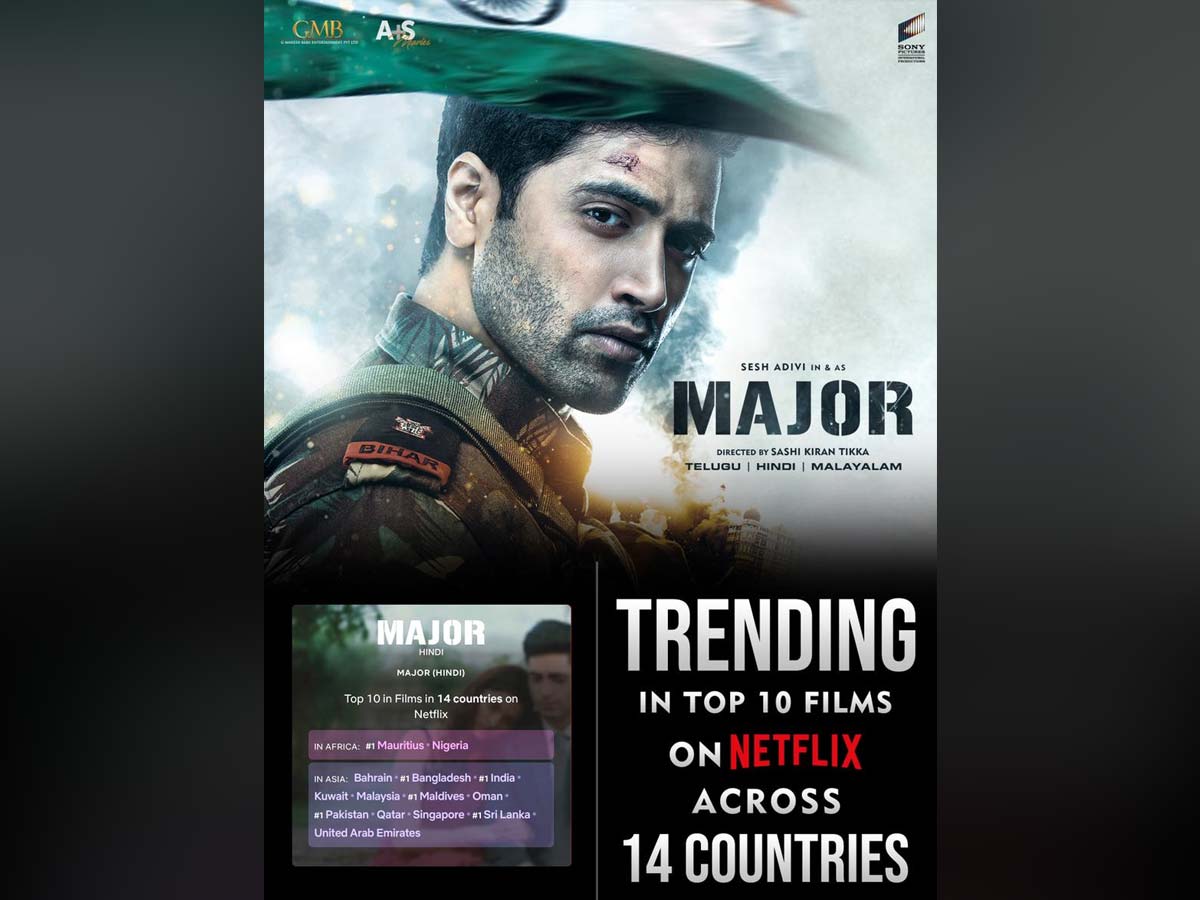 Major Movie at No 1 in South Asia and in Top 10 in 14 Countries on Netflix