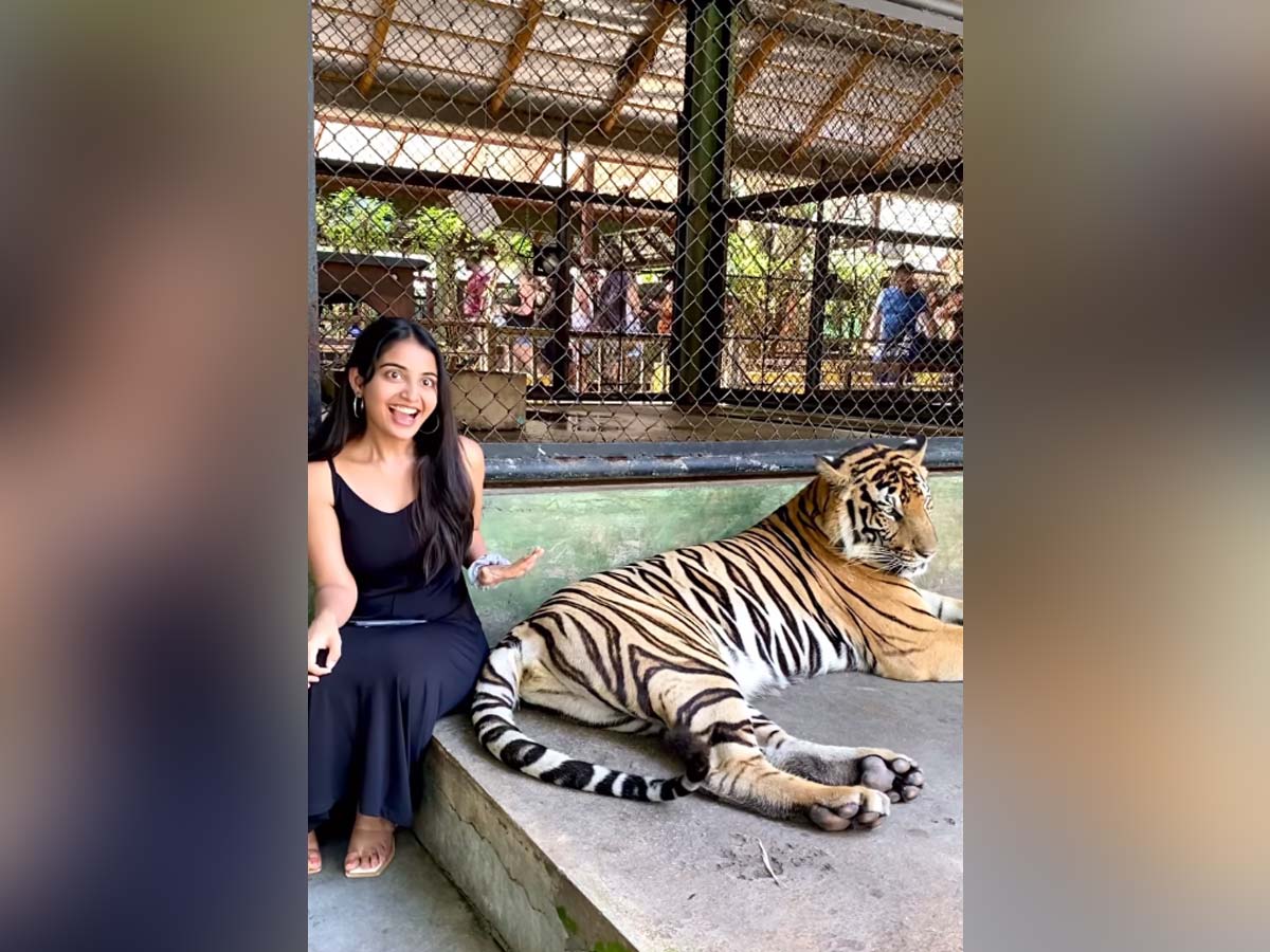Shaakuntalam actress with a Tiger in real life