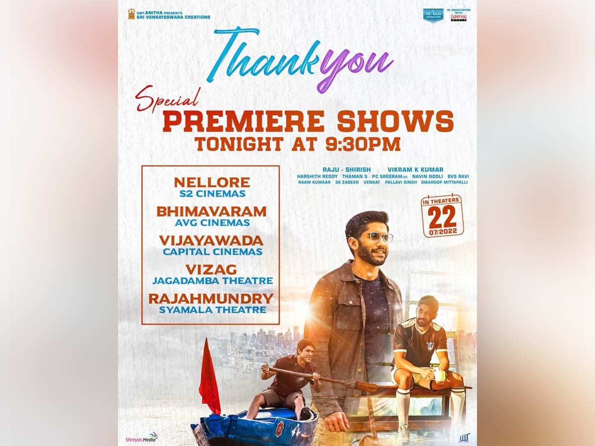 Thank You special premiere shows in Andhra Pradesh tonight
