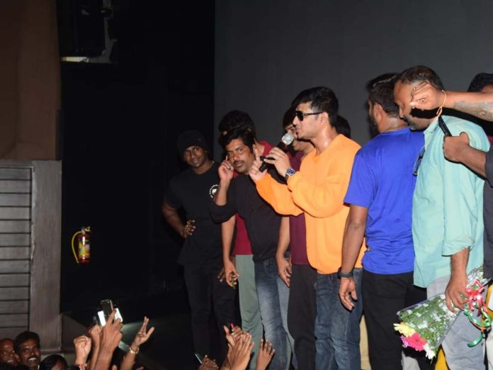 Actor Nikhil with fans at PGR Cinemas Tirupathi