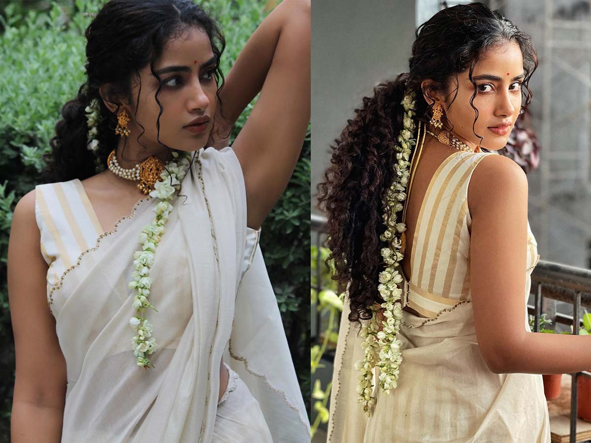 Anupama's Onam celebrations photos are viral..! Wearing a white saree and  jasmine flowers..