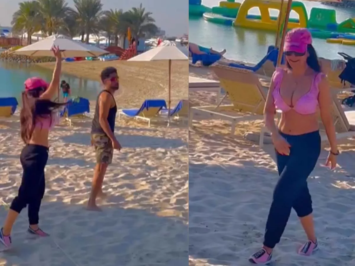 Ameesha Patel playing volleyball on the beach.. Video viral..!