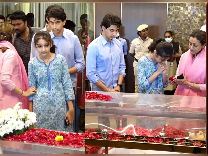 Superstar Krishna Funeral: Namrata and Kids- Gautham, Sitara break down during Antim Darshan