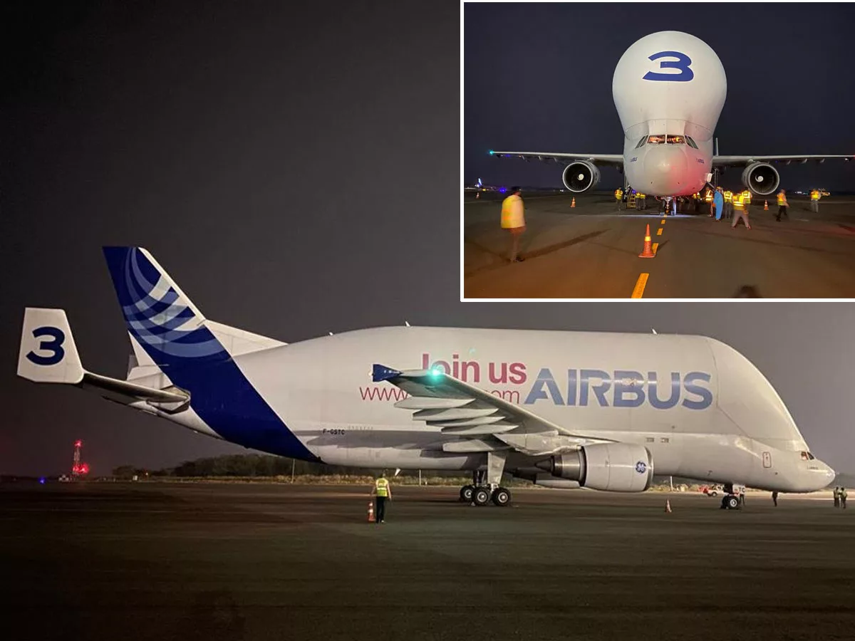 Airbus Beluga - World Largest Cargo Plane at Hyderabad Airport
