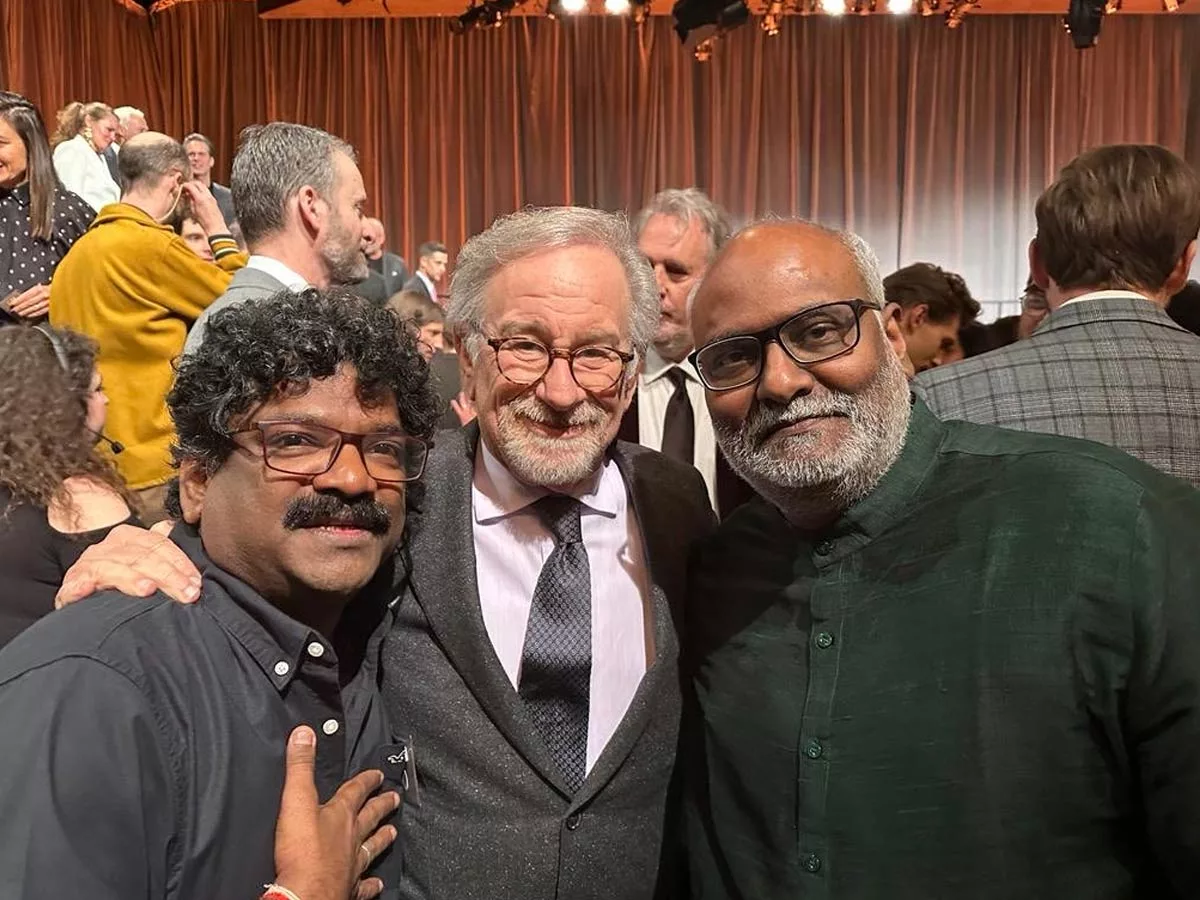 RRR duo MM Keeravaani and Chandrabose with Steven Spielberg in one frame