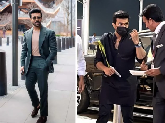 Ram Charan went to US with Ayyappa Deeksha dress How did he wear a suit and shoes there
