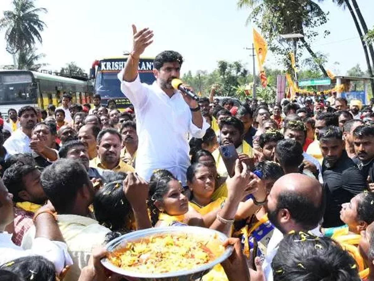 TDP Vs YSRCP: Flexi set up to welcome Lokesh, Torn by unidentified people