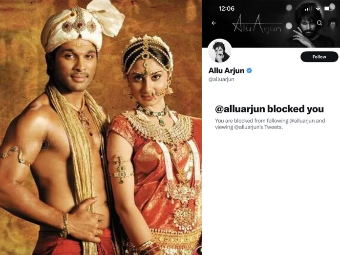 Allu Arjun blocked her actress Bhanushree on Twitter