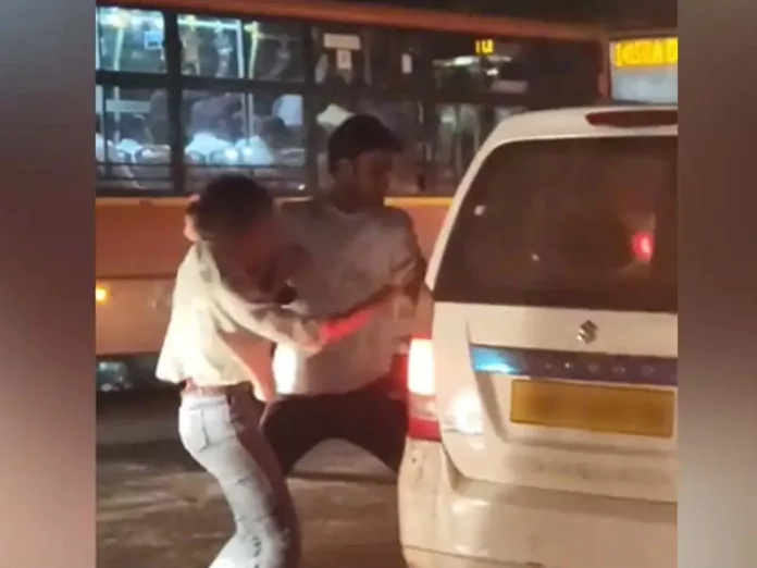 Caught on cam - Man abuses woman on street, forces her into cab