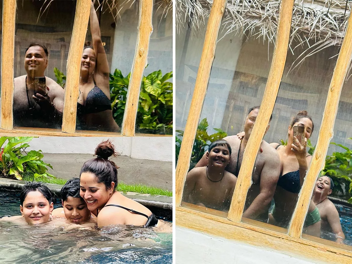 Anasuya Bharadwaj enjoying in bikini with husband and children