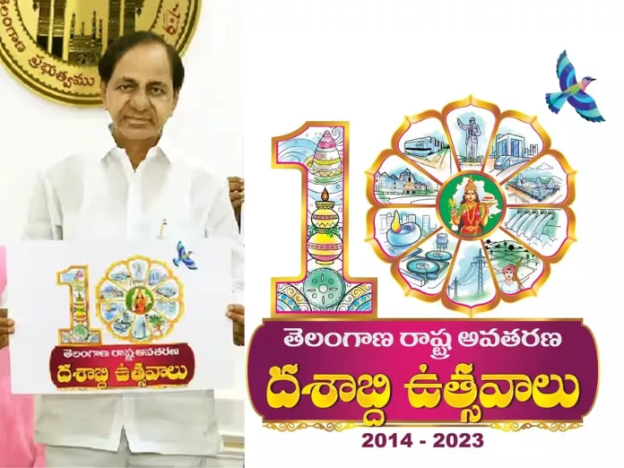 KCR unveils Official logo for 10th Telangana Formation Day fete