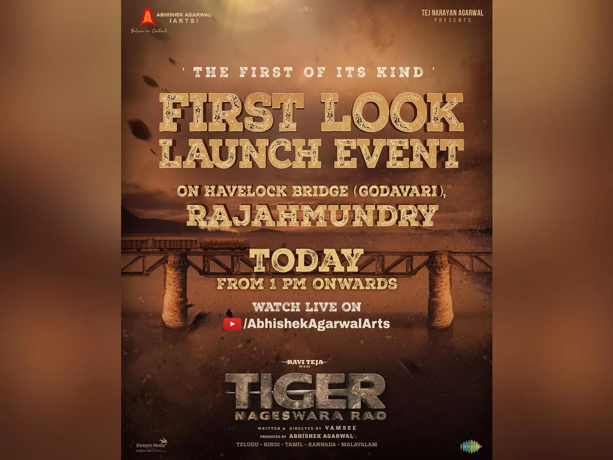 Tiger Nageswara Rao first look launch event today at the iconic Havelock Bridge