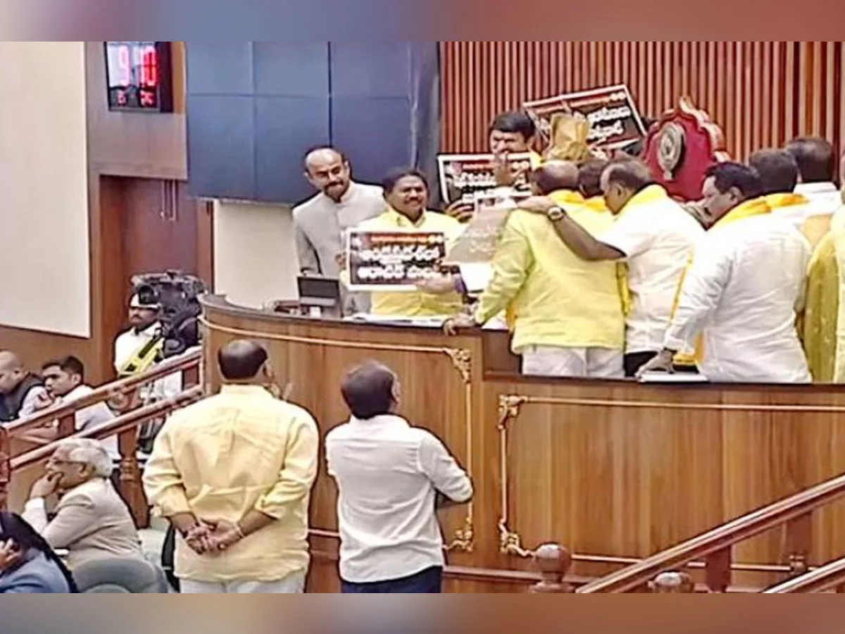AP Assembly Live Updates: TDP members agitation continues in Assembly