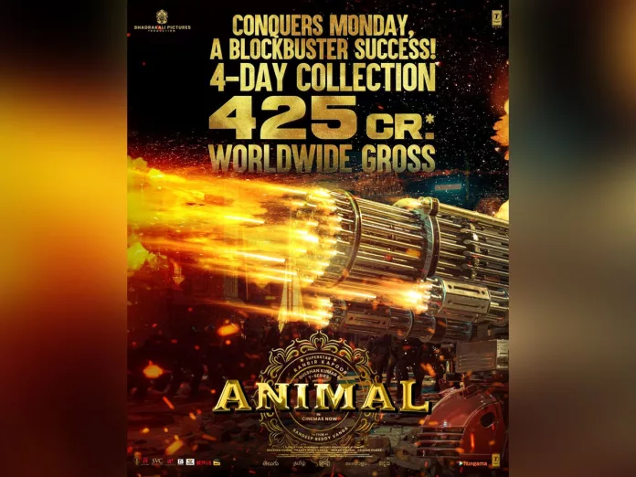 Animal Worldwide Collections:  Rs 425 Cr in 4 Days - BLOCKBUSTER hit