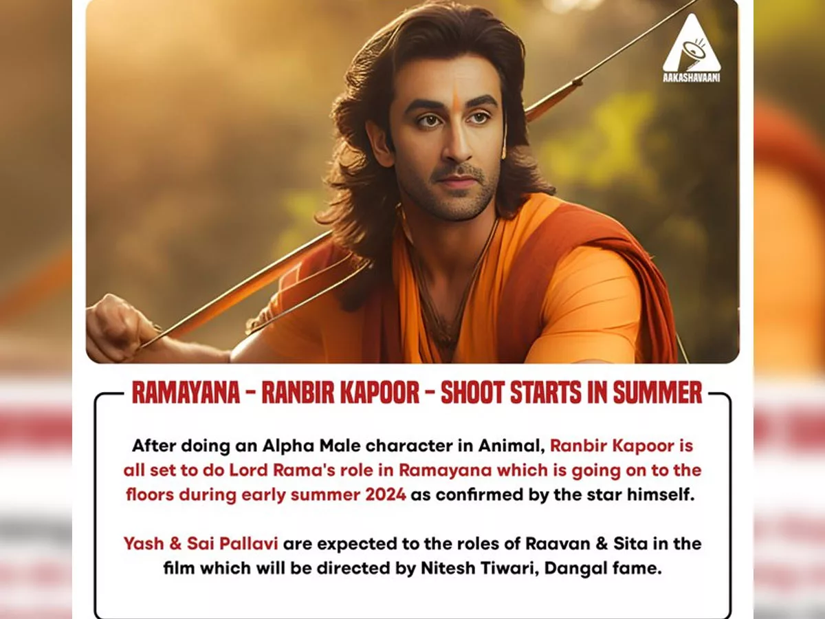 Ranbir Kapoor and Sai Pallavi to begin Ramayana shoot in Summer 2024 