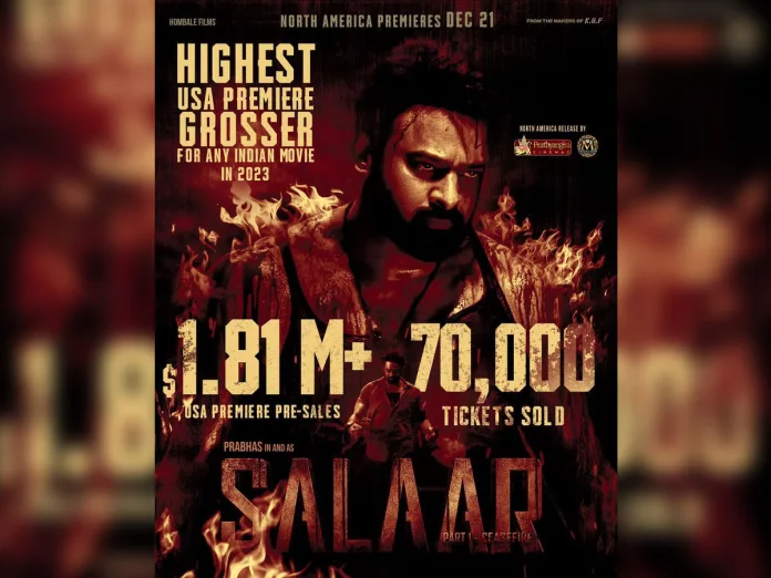 Salaar Collections: Highest premieres gross for any Indian film in 2023 in US